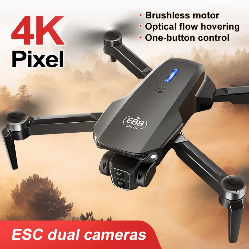 Drone Quadcopter E88 Plus baru - Rc Helicopter Electric ulasan dan harga