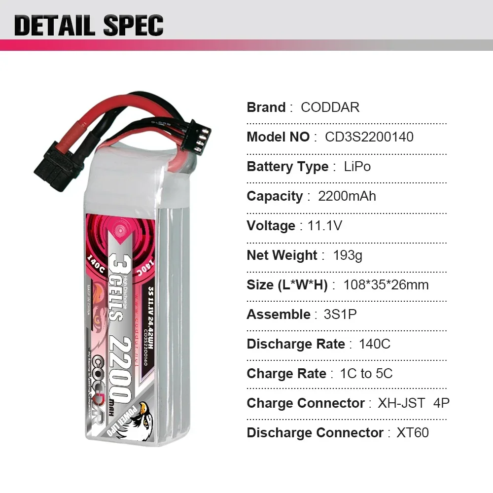 Baterai Li-po 2200mAh 3S 11.1V - Rc Helicopter Case ulasan dan harga